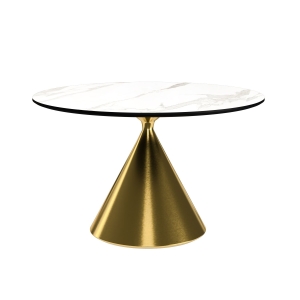 Стол круглый AXIS 120, керамика матовая, белая / опора золото