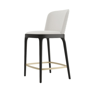 Стул полубарный Magda, массив бук, рогожка белый