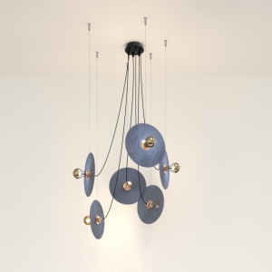 Люстра Fest 6L с темно-синими стеклянными дисками 1223