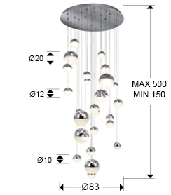 Подвесной светильник Sphere LED 27L Ø80 хром BLUETOOTH CCT 500 см от интернет-магазина IDODOM.RU