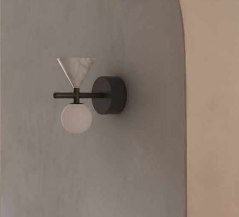 Настенный светильник Oneta черный металл / белый мрамор от интернет-магазина IDODOM.RU