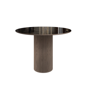 Стол круглый Denver 120, керамика глянцевая / опора дерево