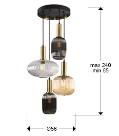 Люстра Norma 4L черный/латунь от интернет-магазина IDODOM.RU