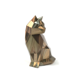 Кошка. Полигональная скульптура из нержавеющей стали. Финиш: Обжиг.Цвет: Золото.