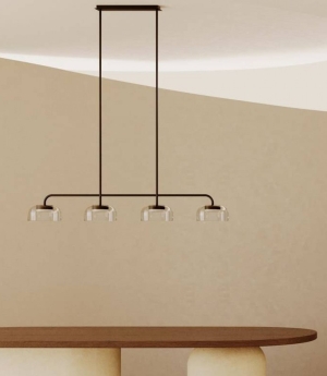 Подвесной светильник Ipon 4L черный металл, прозрачные плафоны