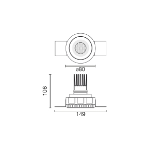 Tulipa Черный встраиваемый даунлайт без рамки 7W 24° 2700K CRI90 TRIAC