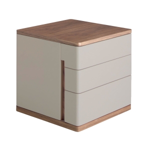 Прикроватная тумбочка 7166/MB2320NS из серого лака и шпона ореха