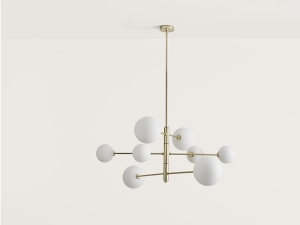 Люстра Atom 8L латунь - белые плафоны