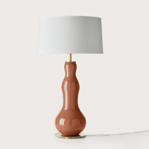 Настольная лампа Melly латунный металл/ терракотовое стекло + белый абажур 801011/41