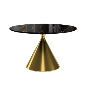 Стол круглый AXIS 120, керамика глянцевая, черная / опора золото