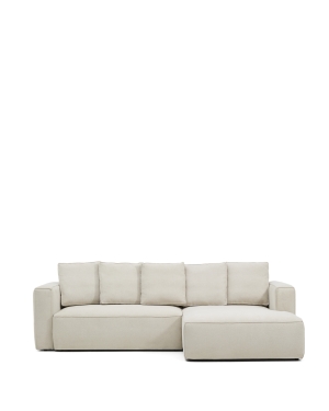 3-местный диван-кровать Marela бежевый шенилл с кушеткой справа 276 см