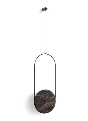 Часы настенные Colgante мрамор Emperador - черный металл