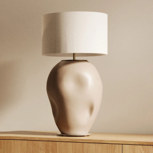 Настольная лампа Ural матовая латунь, керамика taupe с белым абажуром 801011/47