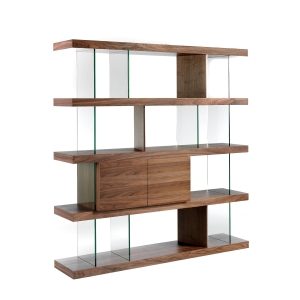 Стеллаж CP1711 /3072 ореховый с полками из стекла