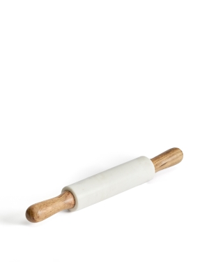 Скалка Nuvir из белого мрамора и массива акации