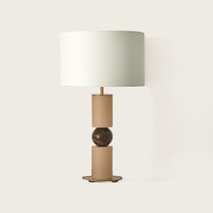 Настольная лампа Alda золотой металл/натуральное дерево/коричневый мрамор + белый абажур 801011/35