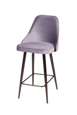 Стул полубарный Oliver, бархат светло-серый 26/ чёрный конус