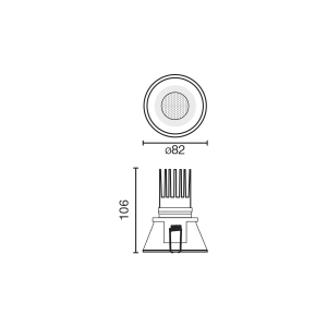 Tulipa Черный встраиваемый даунлайт 10W 36° 2700K CRI90 DALI IP44