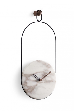 Часы Eslabon мрамор Calacatta Gold - черный металл