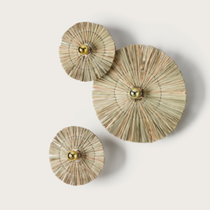 Бра Laos натуральная соломка 30 cm + цоколь 5 cm белый металл от интернет-магазина IDODOM.RU