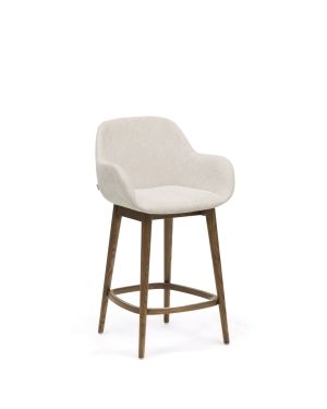 Полубарный стул Konna бежевого цвета с ножками из массива ясеня в темной отделке, 65 см