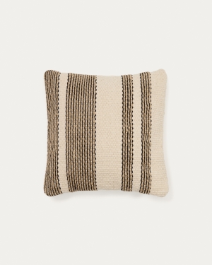 Чехол для подушки Aylin из бежевого хлопка с вышивкой из джута 50 x 50 см