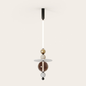 Подвес вертикальный Yma с 5 акс. WHITE, METAL ORO MATE, FUME GRIS 20CM, ALABASTRO 35CM