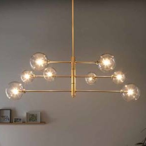 Люстра Atom 8L латунь - прозрачные плафоны от интернет-магазина IDODOM.RU