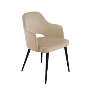 Стул William с подлокотниками, бархат бежевый 5/ черный конус