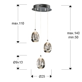 Подвесной светильник Rocio LED 3L хром от интернет-магазина IDODOM.RU