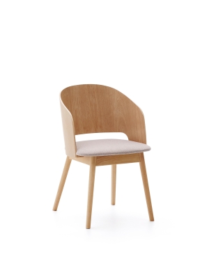 Стул Senoa из дерева в натуральном цвете и бежевого шенилла