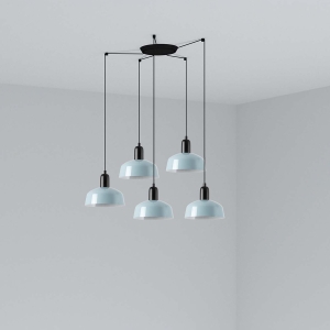 Подвесной светильник TATAWIN с абажуром сине-серый металл 5xE27