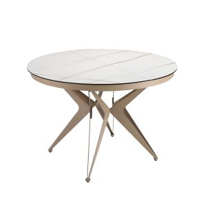 Круглый раздвижной обеденный стол 1119/MC22018DT из мраморной керамики и стали