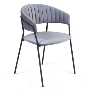 Стул Kelly с подлокотниками, бархат светло-серый 26