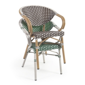 Marilyn Кресло уличное из белого алюминия и зеленого синтетического ротанга