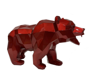 Медведь. Полигональная скульптура из углеродистой  стали. Финиш: Окрашивание по каталогу цветов Rall. Цвет: Красный.