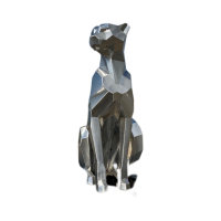Гепард. Полигональная скульптура из нержавеющей стали. Финиш: Шлифовка. Цвет: Серебро.