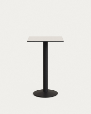 Высокий садовый столик Esilda белый на черном металлическом основании 60 x 60 x 96 см