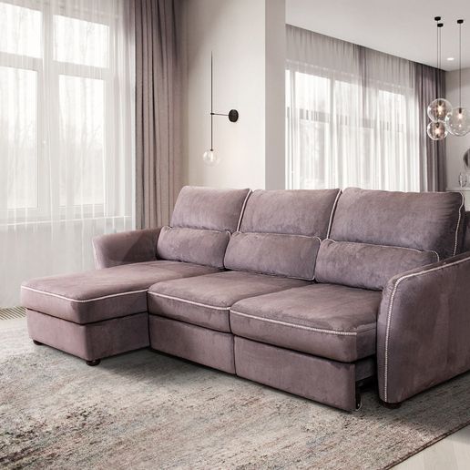 Marco диван-кровать с шезлонгом замша серый от интернет-магазина IDODOM.RU