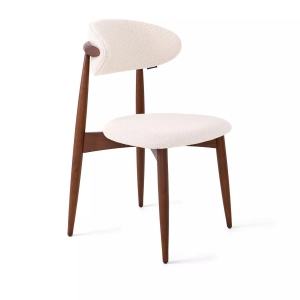 Стул Paolo, бук натуральный (тонированный коричневым лаком), ткань, белый