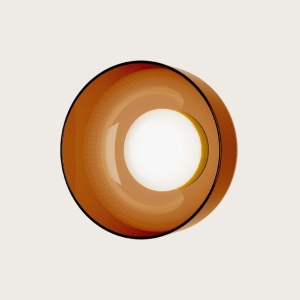 Настенный светильник Ipon золотой металл, янтарный плафон