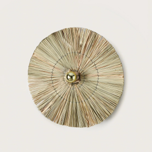 Бра Laos натуральная соломка 50 cm + цоколь 5 cm белый металл