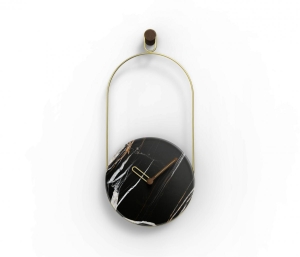 Часы Eslabon мрамор Sahara Noir - латунный металл