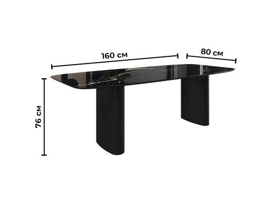 Стол обеденный Nolan 160, керамика глянцевая, черный от интернет-магазина IDODOM.RU