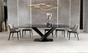 Стол Toros 180 овальный, керамика глянцевая черная