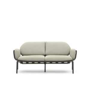 Уличный 2-местный диван Joncols с бежевой обивкой и серым алюминием 164 см