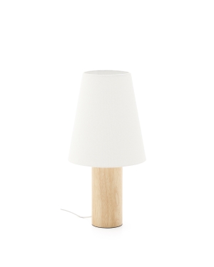 Настольная лампа Marga из массива каучукового дерева с натуральной отделкой