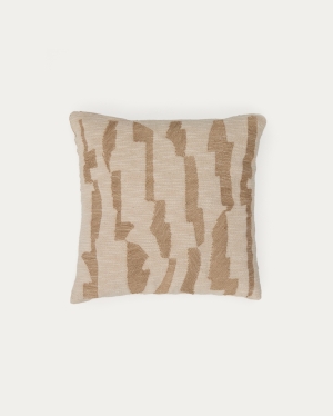 Arvai Чехол для подушки из хлопка с бежевой джутовой вышивкой 45 x 45 см