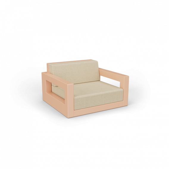 Кресло Quarter lounge с подушками терракотового цвета / Bone Brown