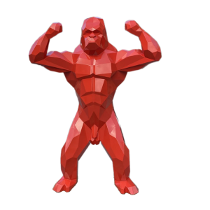 Кинг Конг. Полигональная скульптура из углеродистой стали. Финиш: Окрашивание по каталогу цвета Rall. Цвет: Красный.